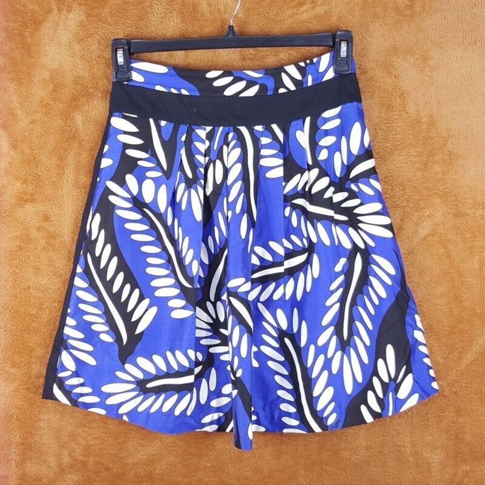 DIANE VON FURSTENBERG Womens Skirt Size 4 Blue Floral A-Line Pleated ZELIE
